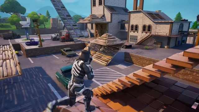 Skeleton player reloads gun in Fortnite