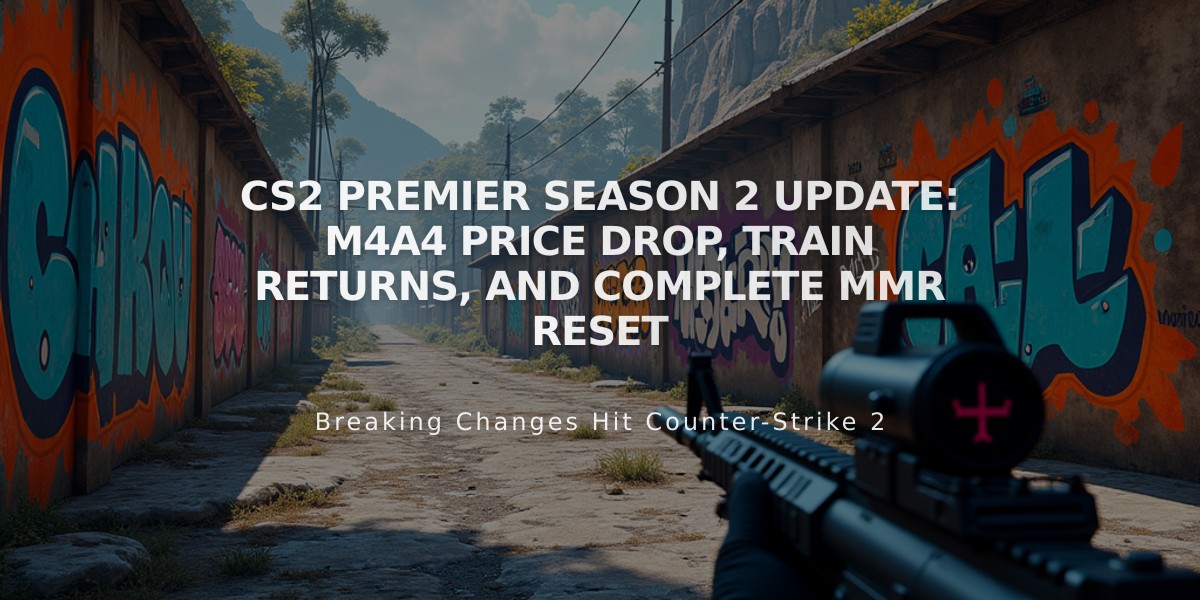 CS2 Premier Season 2 Update: M4A4 Price Drop, Train Returns, and Complete MMR Reset