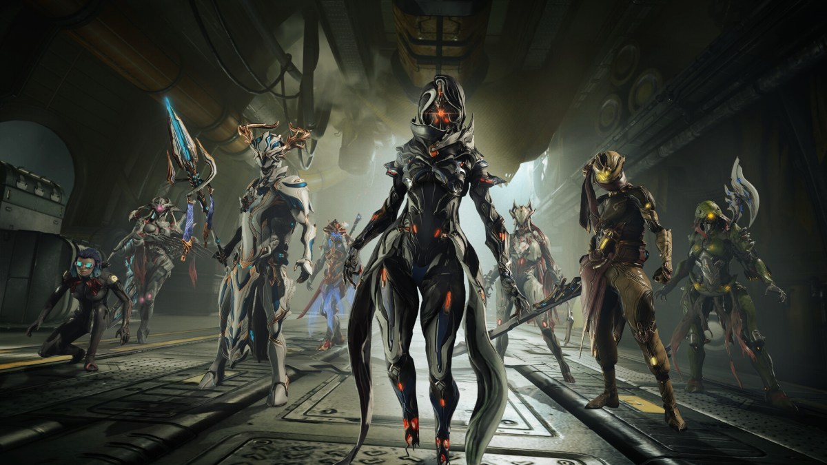 Warframe characters in battle stance