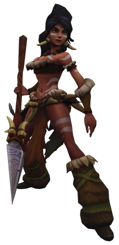 Nidalee in spear-throwing combat stance