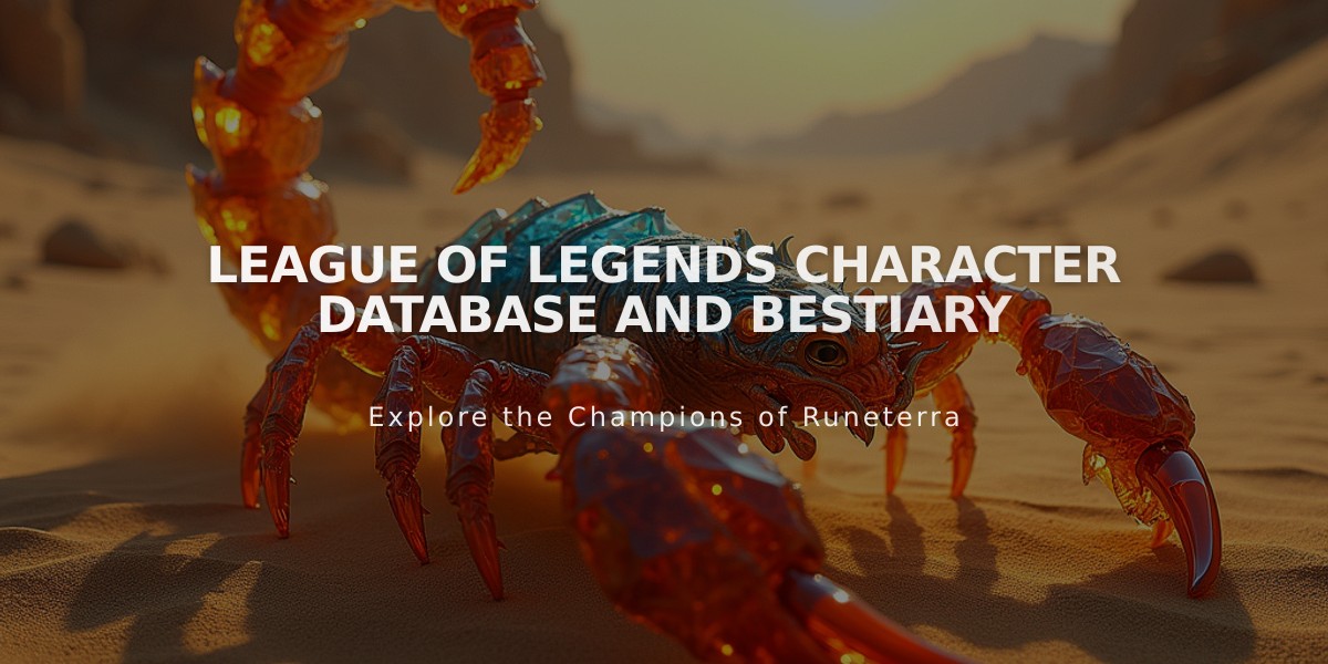 League of Legends Character Database and Bestiary