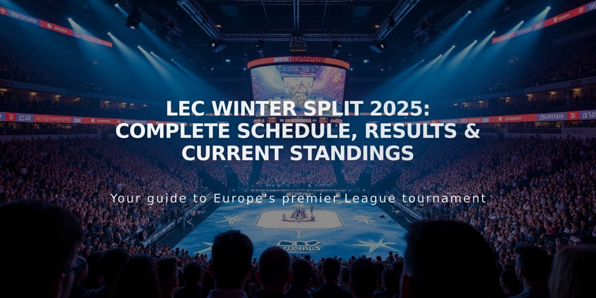 LEC Winter Split 2025: Complete Schedule, Results & Current Standings