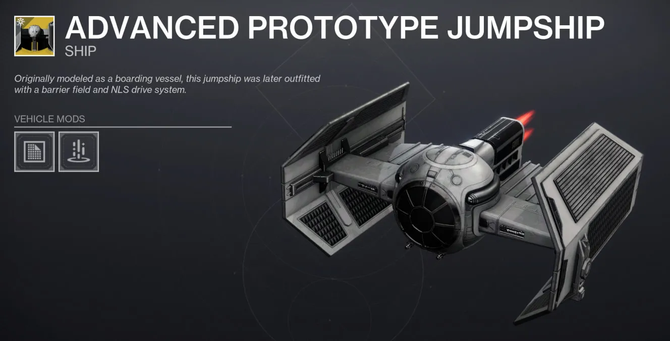 Star Wars themed Destiny 2 jumpship