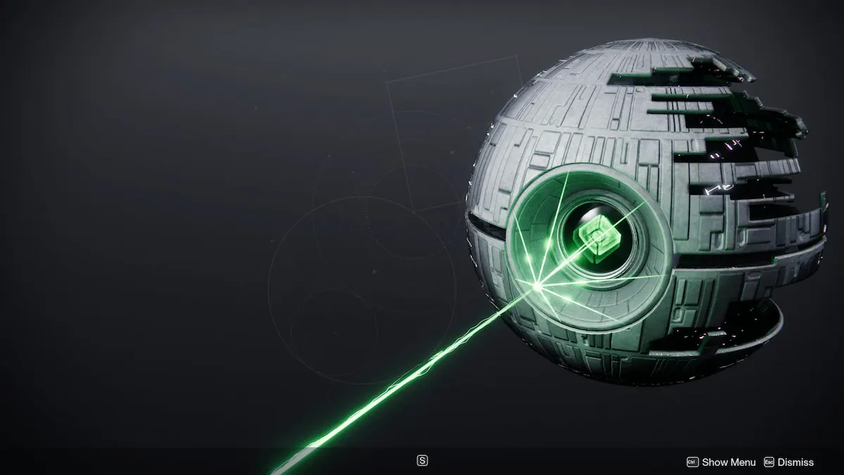 Death Star firing green beam