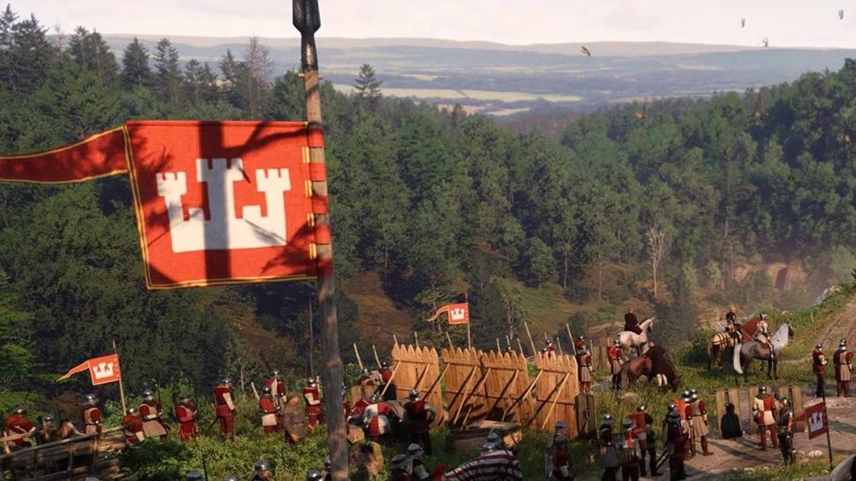 Red banner in medieval combat