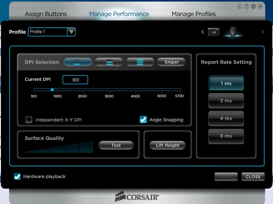 Angle Snapping settings in mouse DPI