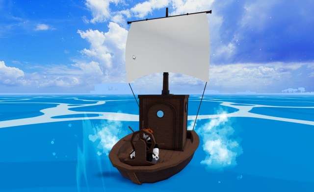 Cartoon pirate ship at sea