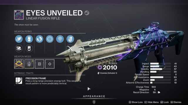 Destiny 2 Eyes Unveiled fusion rifle