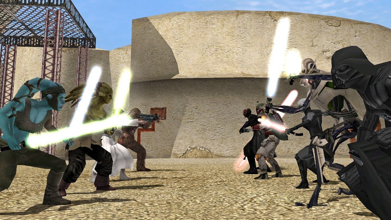 Star Wars lightsaber duel in Mos Eisley