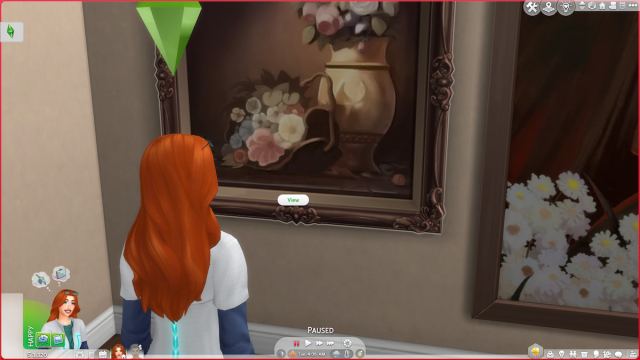 Sim viewing painting in house