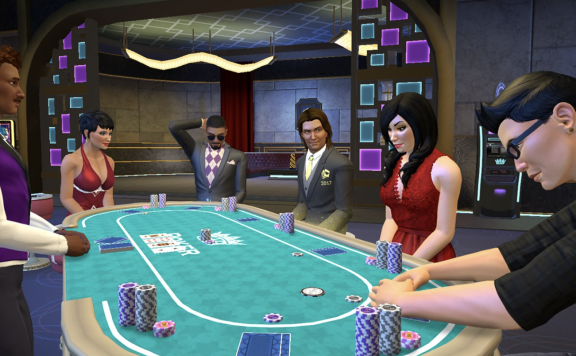 People playing poker at table