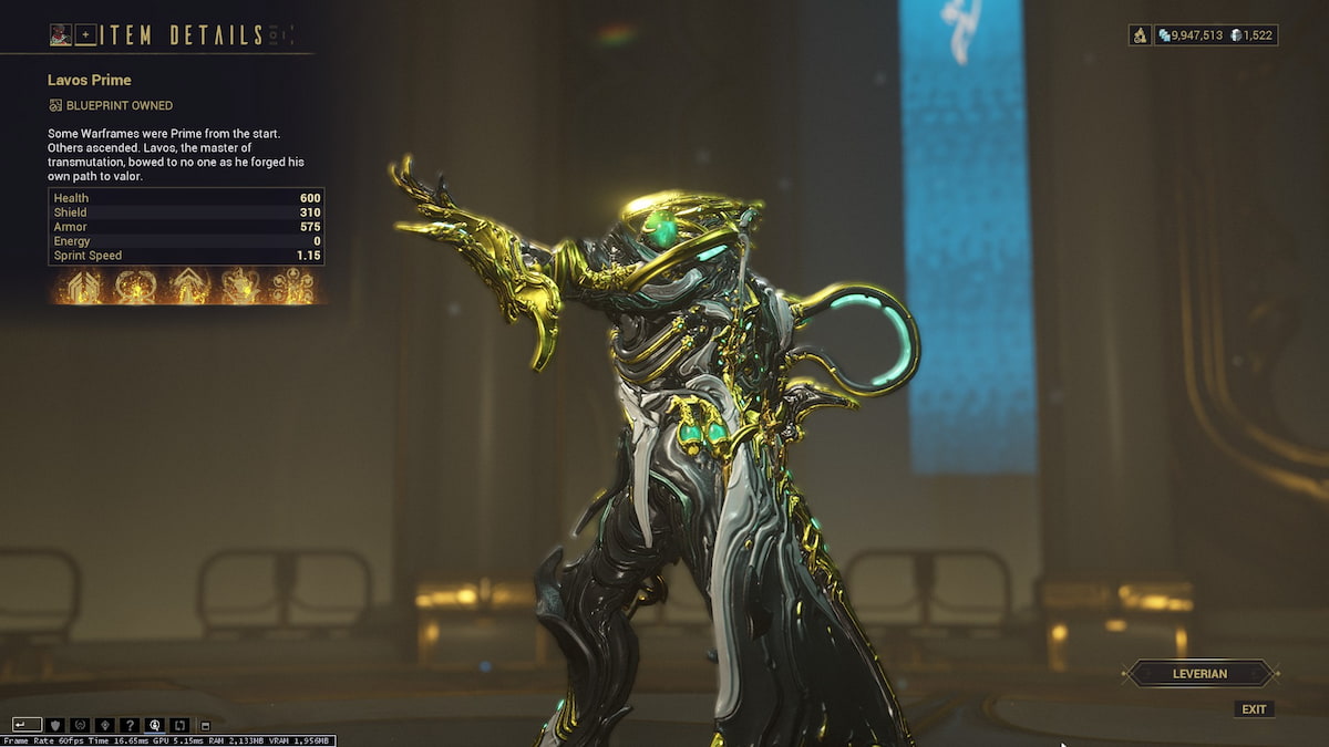 Lavos Prime in Warframe Codex