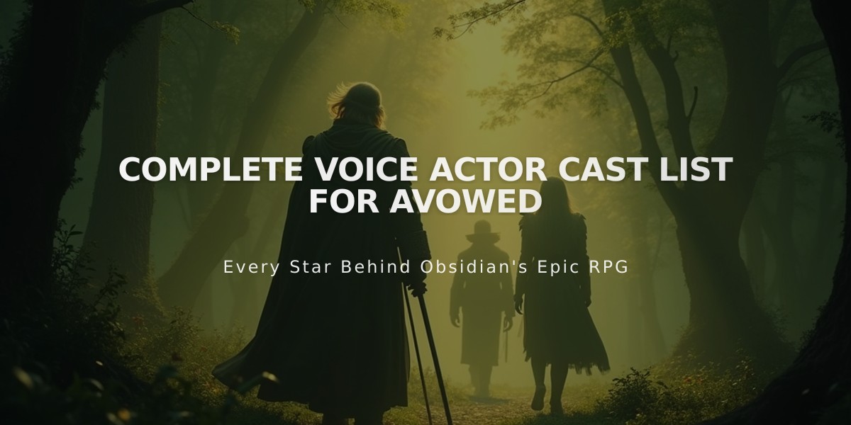 Complete Voice Actor Cast List for Avowed