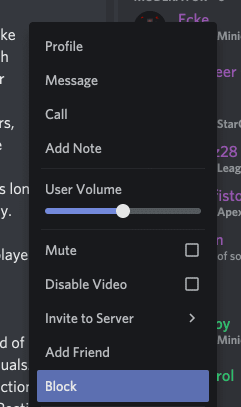 Profile settings dialog box