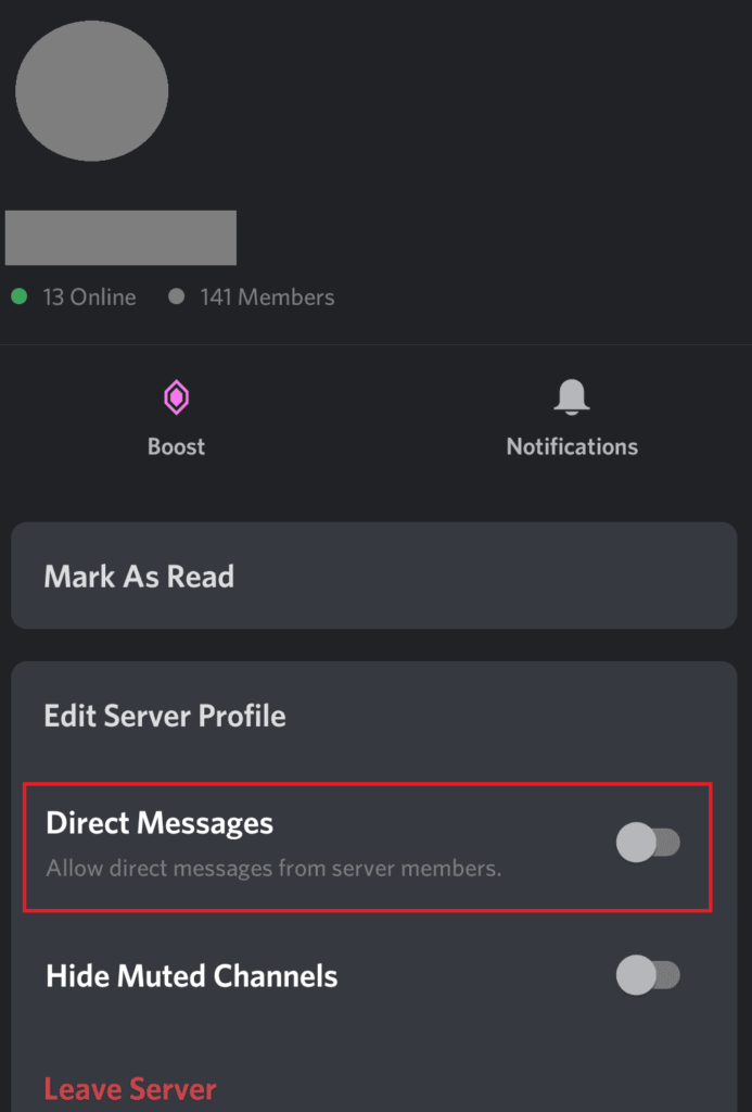 Discord settings interface