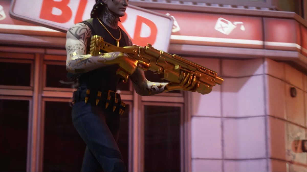 Man with golden Heavy Gun