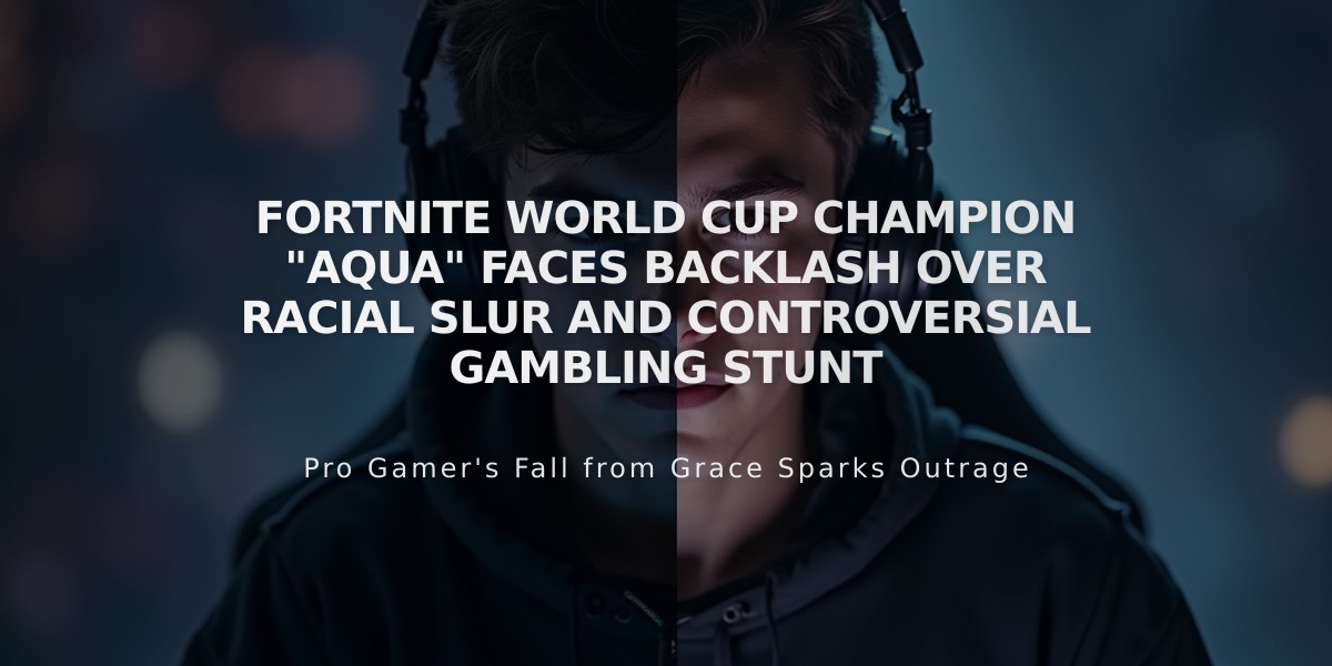 Fortnite World Cup Champion "Aqua" Faces Backlash Over Racial Slur and Controversial Gambling Stunt