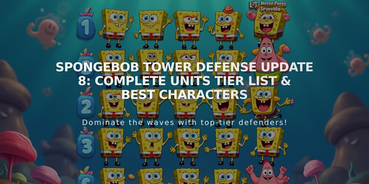 Spongebob Tower Defense Update 8: Complete Units Tier List & Best Characters