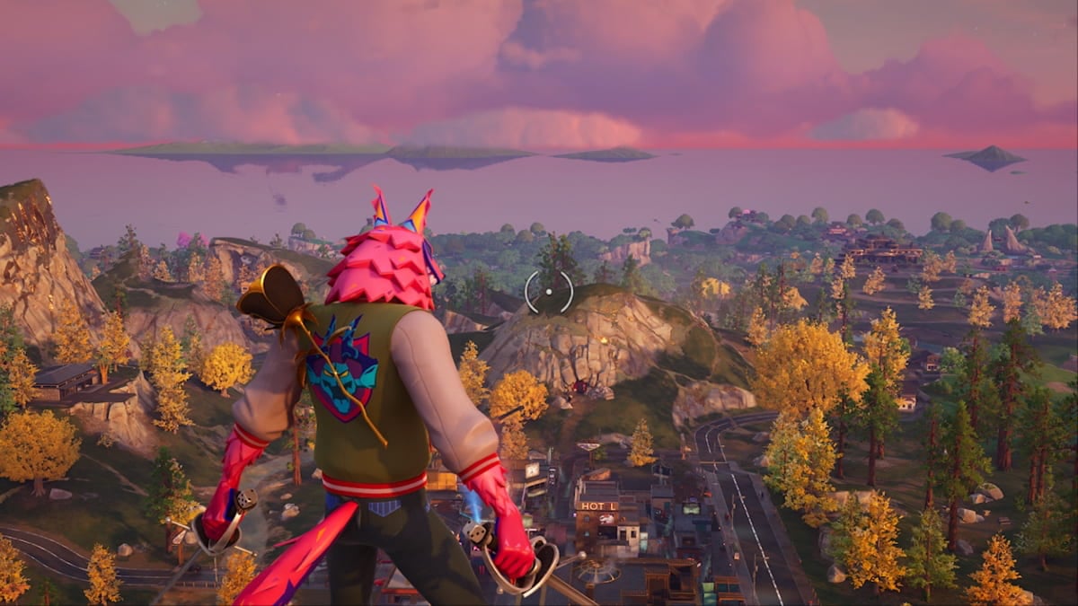 Fortnite character views coastal town