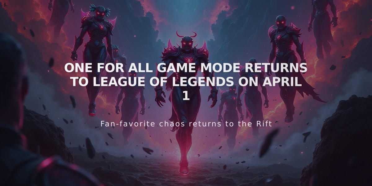 One For All Game Mode Returns to League of Legends on April 1