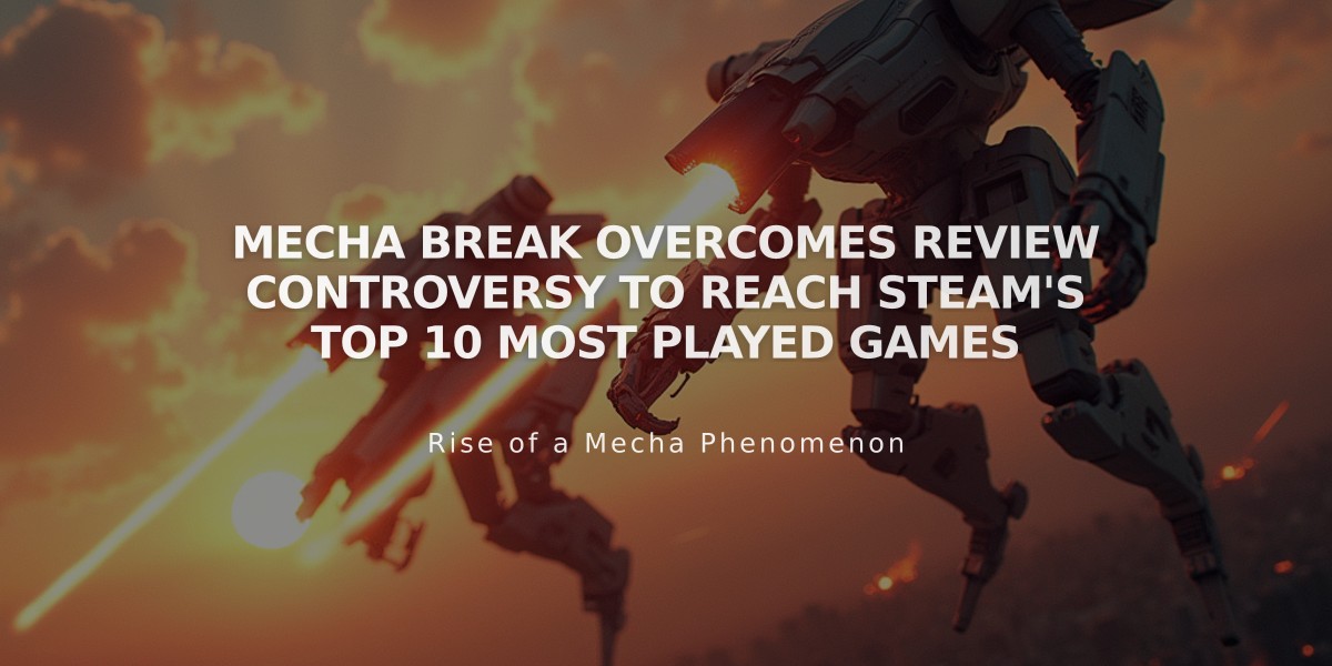 Mecha BREAK Overcomes Review Controversy to Reach Steam's Top 10 Most Played Games